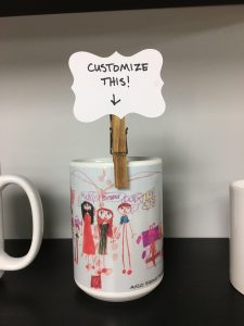 Custom coffee mugs can turn your child's art work into an adorable and useful keepsake.